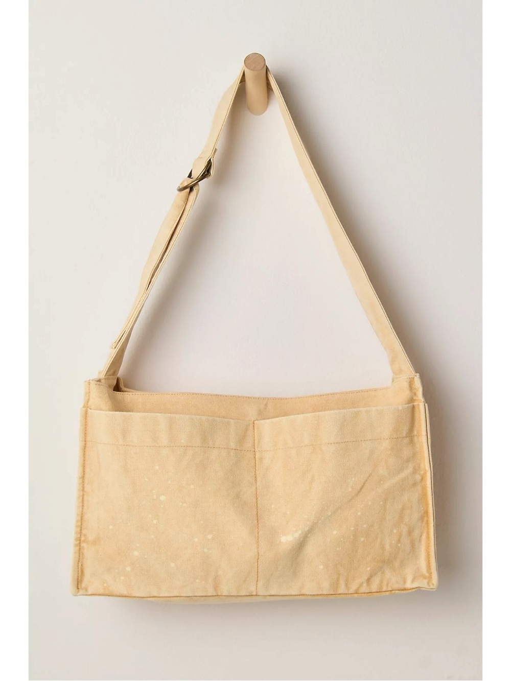 Free People Grunge 90s Canvas Camp Crush Sling Shoulder Bag Distressed Neutral - Picture 2 of 13